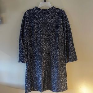 LOFT Black & Grey Lace Print Mini Dress